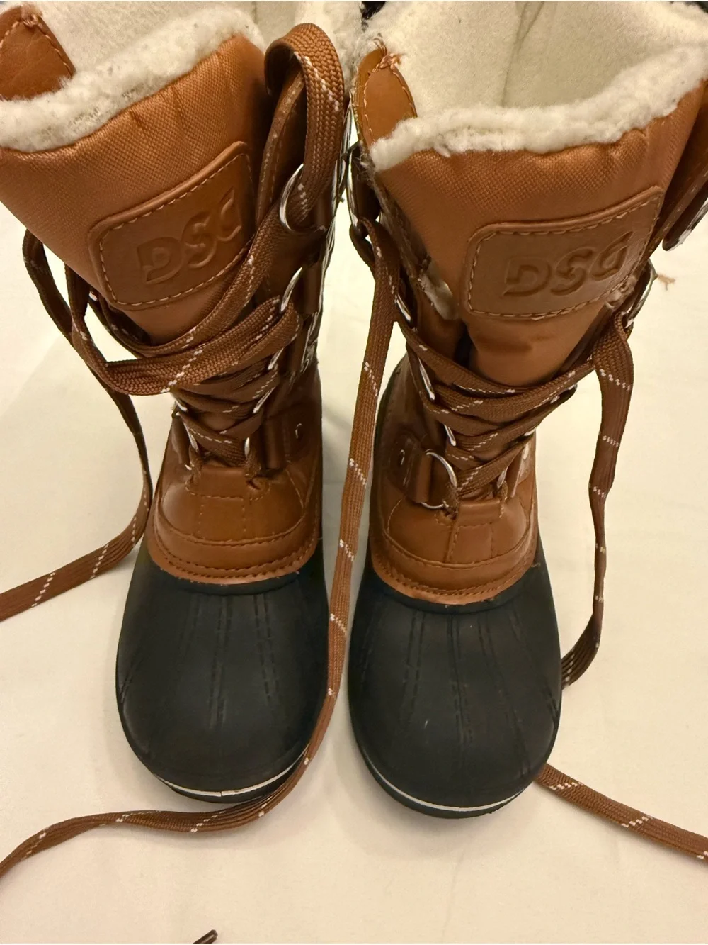 DSG 3M Thinsulate Brown and Black Kids Lace-Up Insulated Snow Boots